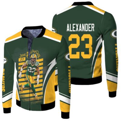 Green Bay Packers Jaire Alexander 23 Green Jersey Style Designed Gift For Packers Fans Alexander Fans Fleece Bomber Jacket