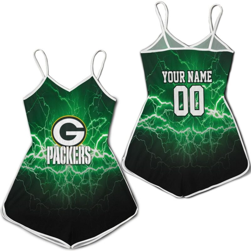 Green Bay Packers Lightning Green 3d Personalized Romper RJ02560