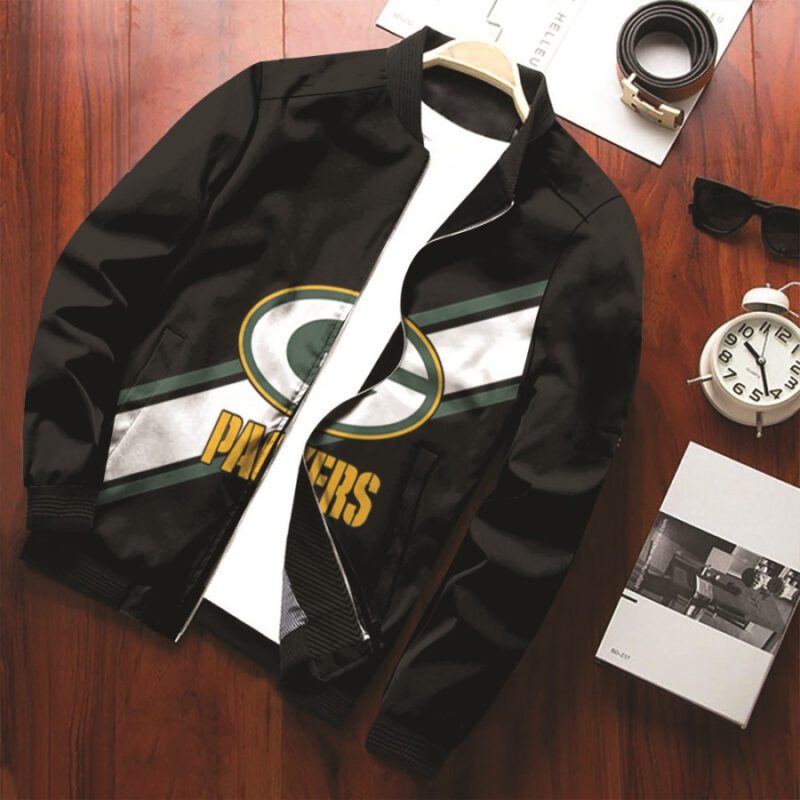 Green Bay Packers Logo NFL American Football team Black Gift For Packers Fans Bomber Jacket BJ00630