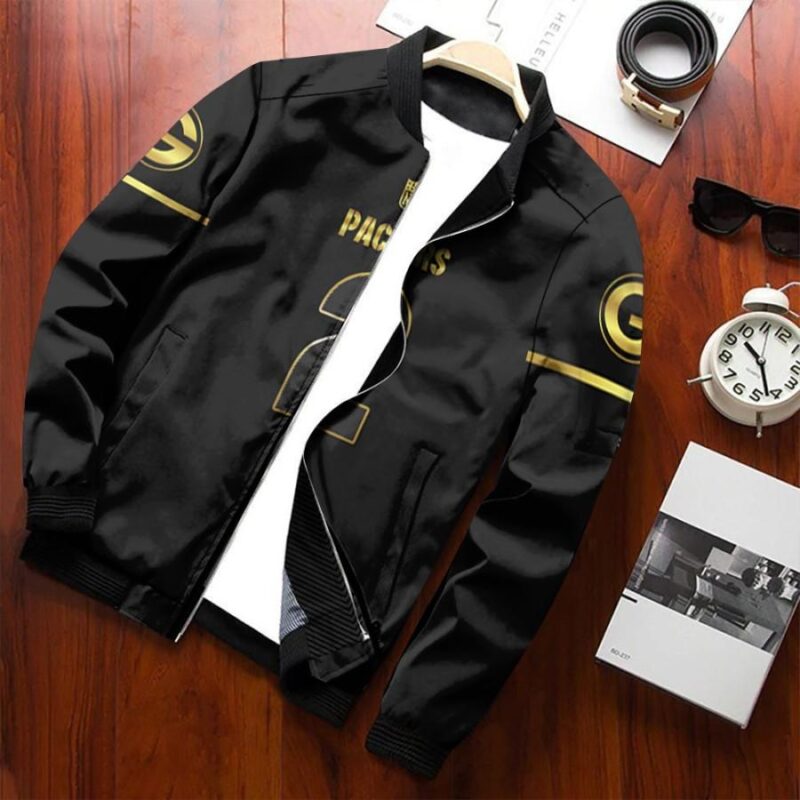 Green Bay Packers Mason Crosby #2 NFL Team Logo Black Golden Edition Vapor Limited Jersey Style Gift For Packers Fans Bomber Jacket BJ00759