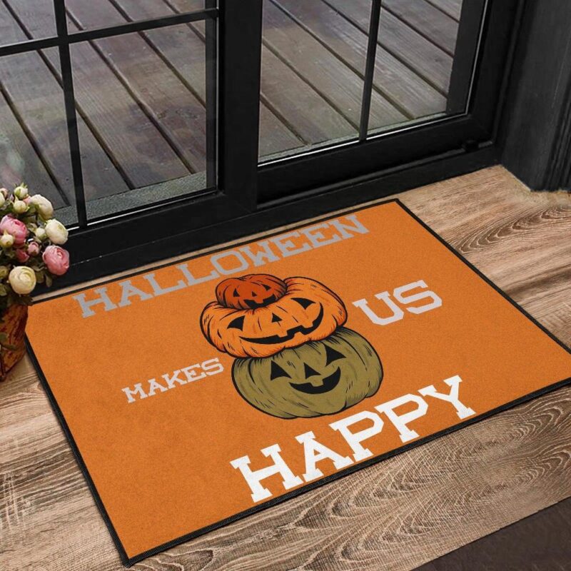 Halloween Door Mat Halloween Make Us Happy Smile Pumpkin Block Orange Door Mat Welcome Mat 1