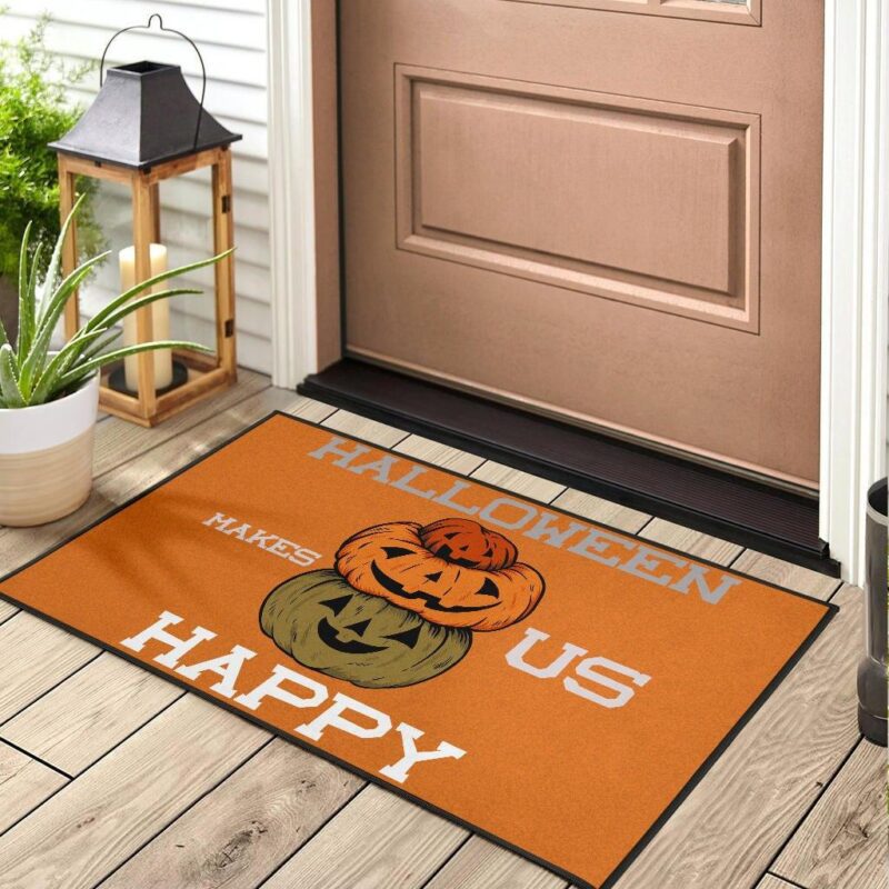 Halloween Door Mat Halloween Make Us Happy Smile Pumpkin Block Orange Door Mat Welcome Mat 2