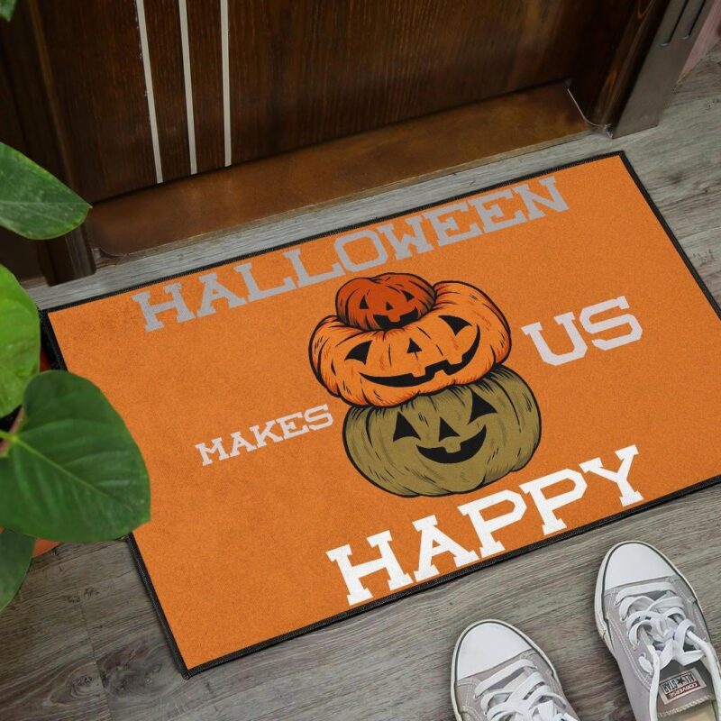 Halloween Door Mat Halloween Make Us Happy Smile Pumpkin Block Orange Door Mat Welcome Mat 3