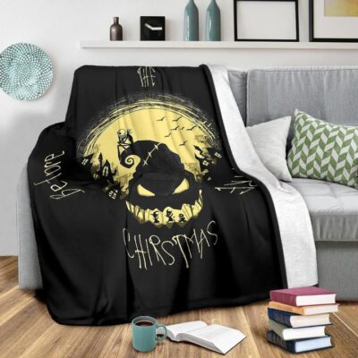 Halloween Fleece Blanket - Jack Skellington On Hill Oogie Boogie Hat Silhouette Fleece Blanket 2 Halloween Fleece Blanket Jack Skellington On Hill Oogie Boogie Hat Silhouette Fleece Blanket 2