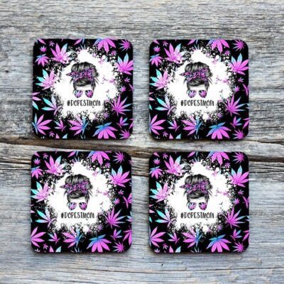 Hashtag Dopest Mom Drinkware Coaster (Set of 4)
