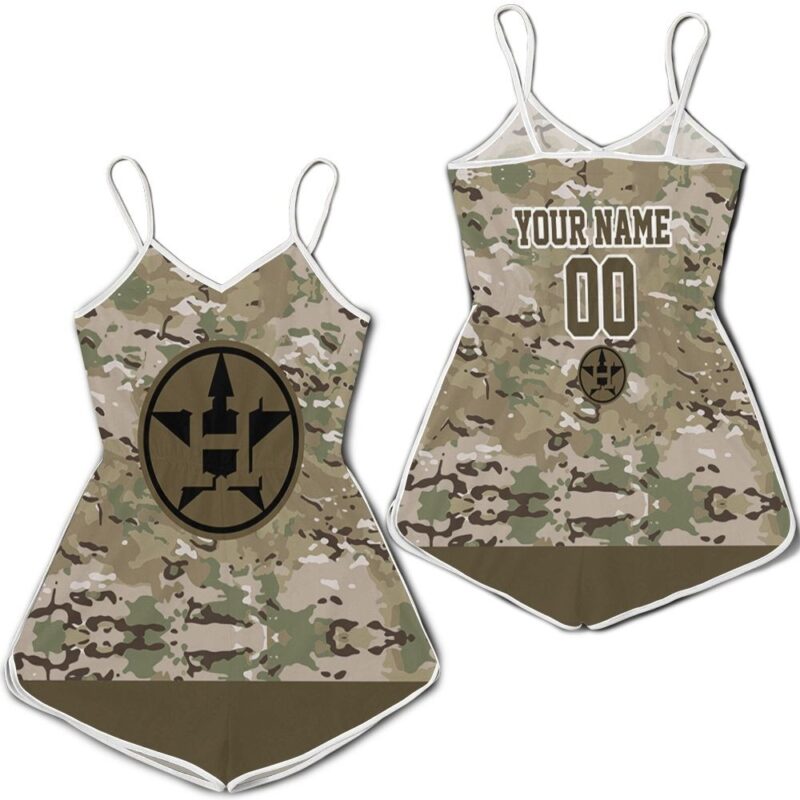 Houston Astros Camouflage Veteran 3d Personalized Romper RJ02530