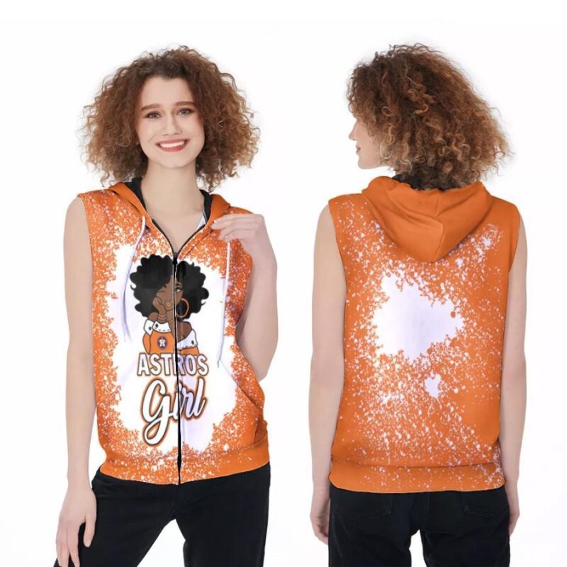 Houston Astros Girl African Girl MLB Team Allover Design Gift For Houston Astros Fans Zip Sleeveless Hoodie ZSH0242