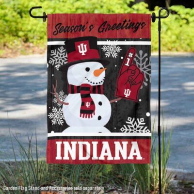 IU Hoosiers Holiday Winter Snowman Greetings Garden Flag GF00600