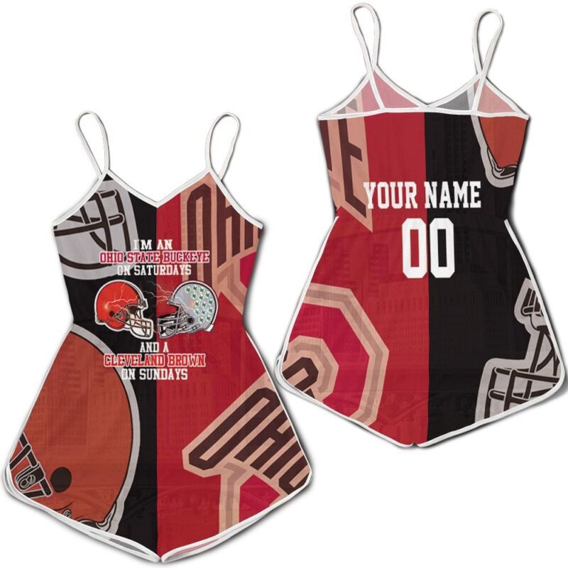 Im A Ohio State Buckeyes On Saturdays And Cleveland Browns On Sundays 3d Personalized Romper RJ02498