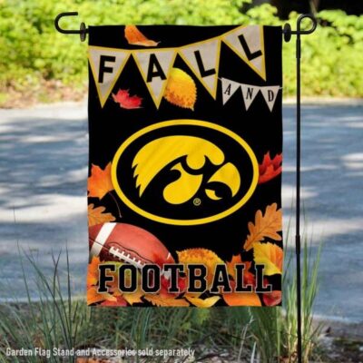 Iowa Hawkeyes Fall Football Autumn Leaves Decorative Garden Flag GF00806