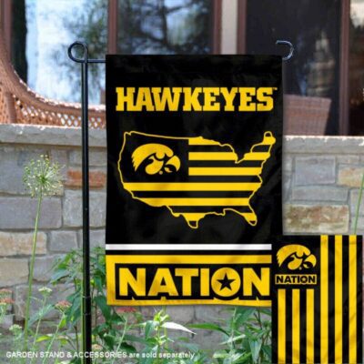 Iowa Hawkeyes Garden Flag with USA Country Stars and Stripes GF00797