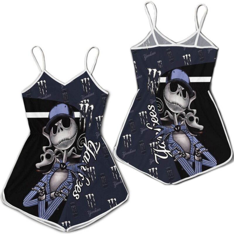 Jack Skellington Monster Energy Logo New York Yankees 3d Printed Hoodie For Fan Romper RJ02503