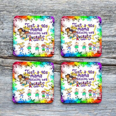 Just A 90's Mama Raising Her Rugrats Drinkware Coaster (Set of 4)