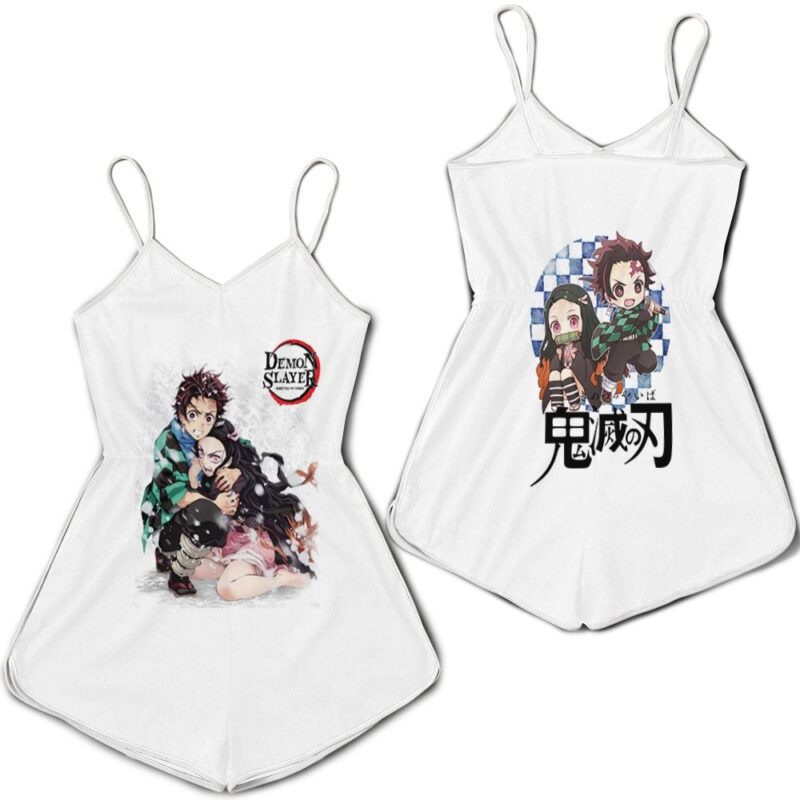 Kamado tanjiro hug kamado nezuko anime kimetsu no yaiba Romper RJ02004