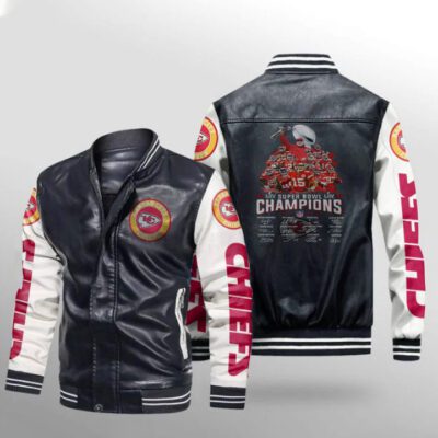 Kansas City Chiefs Liv Super Bowl Liv Champions Signature Gift For Chiefs Fans Leather Bomber Jacket LBJ0180