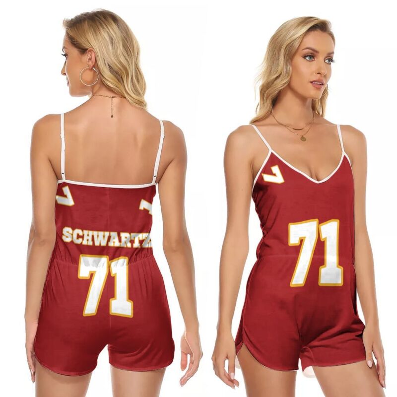 Kansas City Chiefs Mitchell Schwartz 71 Great Player Red Game Gift For Chiefs Fans Schwartz Lovers V-neck Romper Jumpsuit RJ01017