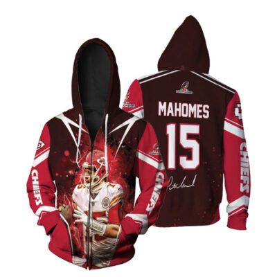 Kansas City Chiefs Patrick Mahomes 15 AFC Championship 2022 NFL Team Red Jersey Style 3D Gift For Chiefs Fans Zip Hoodie ZH00242