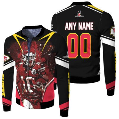 Kansas City Chiefs Tyreek Hill 00 Any Name AFC Championship 2022 Black Jersey Style Gift With Custom Number Name For Chiefs Fans Fleece Bomber Jacket