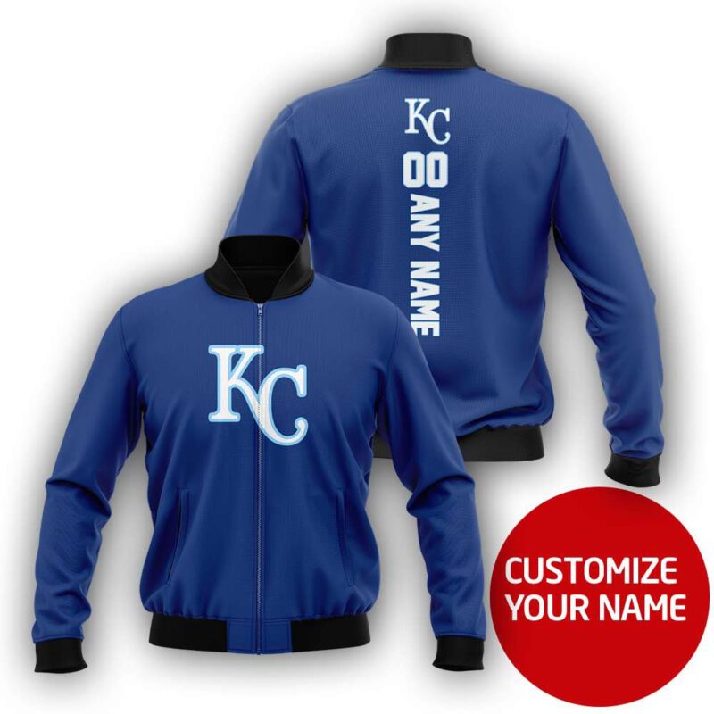 Kansas City Royals #00 3D Personalized Royal Blue Jersey Style Gift With Custom Number Name For Royals Fans Bomber Jacket BJ03630