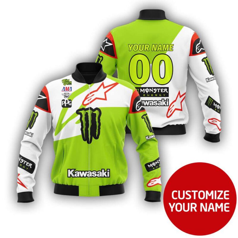 Kawasaki Alpinestars Racing Team Personalized Number Name Jersey Style Gift For Alpinestars Fans Bomber Jacket BJ03772
