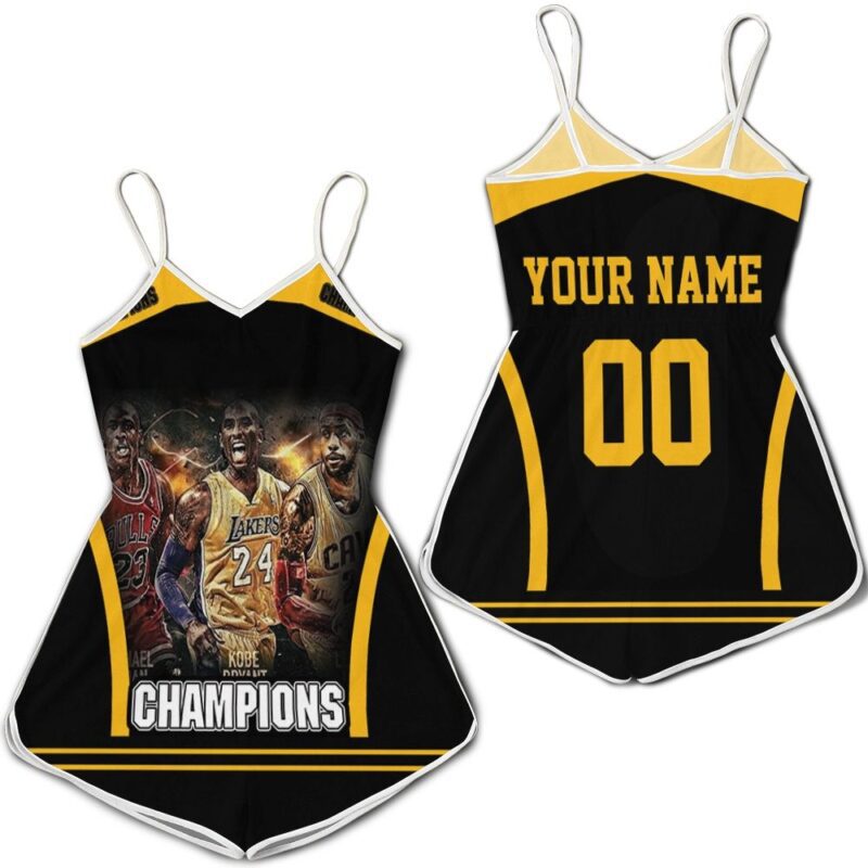 Kobe Bryant Michael Jordan Lebron James Champions Los Angeles Lakers Chicago Bulls 3D Personalized Romper RJ02660