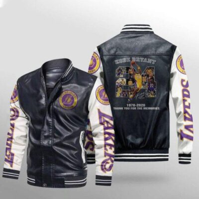 Kobe Bryant Signature 24 Legend Los Angeles Lakers Basketball Thank You For The Memories Gift For Lakers Fans Leather Bomber Jacket LBJ0060