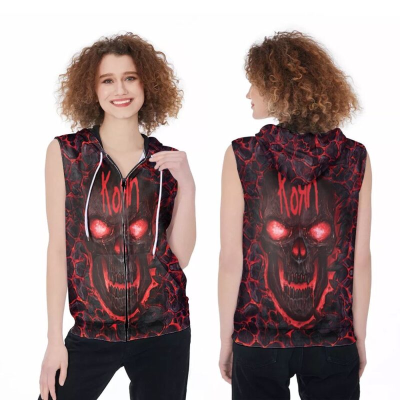 Korn Music rock band Lava Kull Volcano 3D Designed Allover Gift For Korn Fans Music Lovers Zip Sleeveless Hoodie ZSH0944