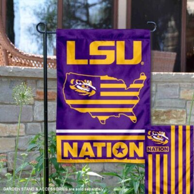LSU Tigers Garden Flag with USA Country Stars and Stripes GF00348