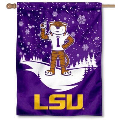LSU Tigers Snowflake House Flag H0085