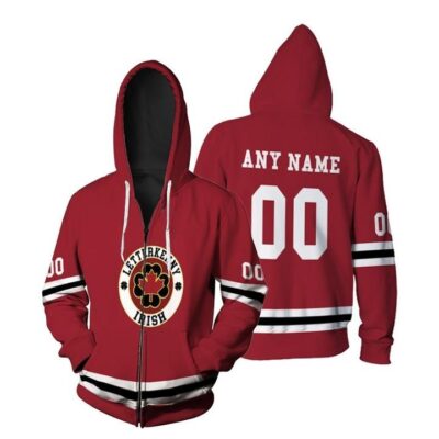 Letterkenny Irish NHL Ice Hockey Team Logo 2020 Red Jersey 3D Custom Gift For Letterkenny Fans Zip Hoodie ZH00388