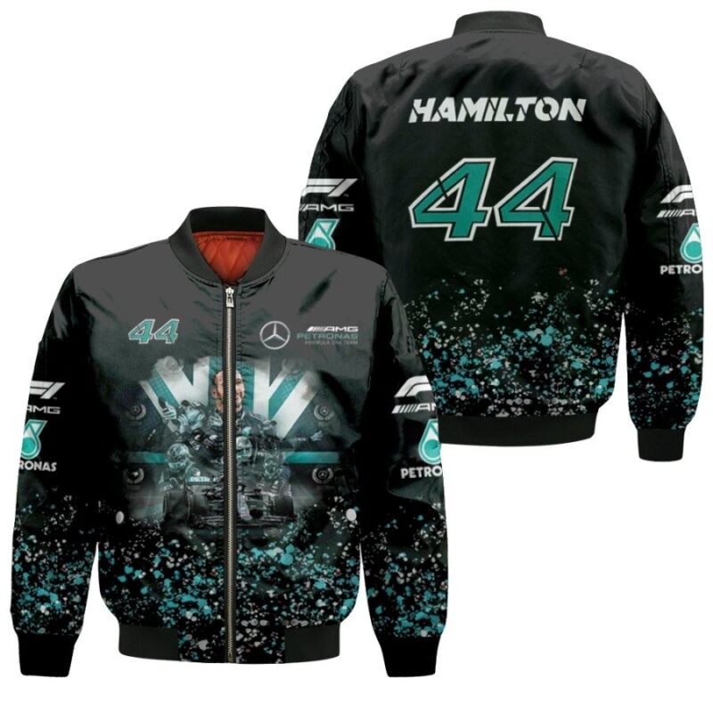 Lewis Hamilton 44 Champion Petronas Formula One Racing Team Black Gift For Hamilton Fans Bomber Jacket BJ03926