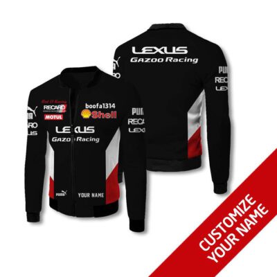 Lexus Gazoo Shell Recaro Motul Motorsport Auto Racing Team Moto Gp Motocross 3D Designed Gift With Custom Name For Lexus Fans Fleece Bomber Jacket