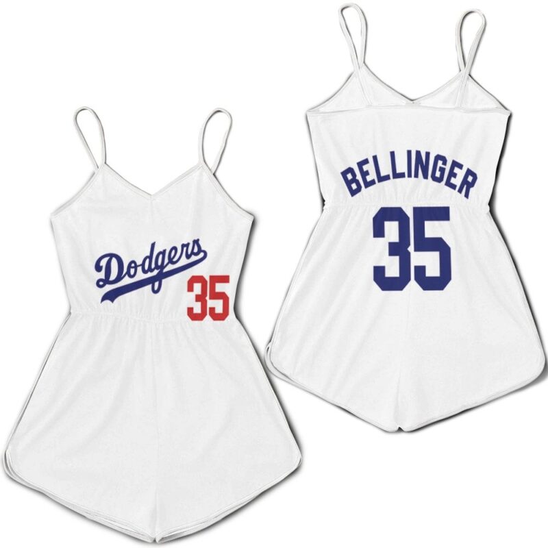 Los Angeles Dodgers Bellinger 35 2020 Championship Golden Edition White Jersey Inspired Style Romper RJ01859