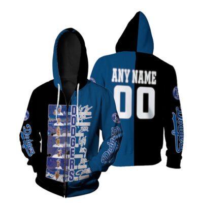 Los Angeles Dodgers Legends Clayton Kershaw Joc Pederson MLB 3D Allover Custom Number Name For Dodgers Fans Zip Hoodie ZH00735