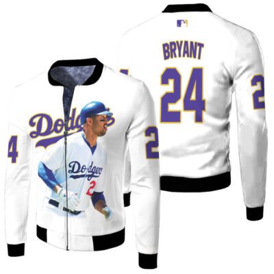 Los Angeles Dodgers Mashed Up Kobe Bryant 24 MLB 2020 White Jersey Style Gift For Kobe Bryant Fans Fleece Bomber Jacket