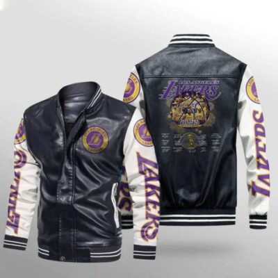 Los Angeles Lakers 2020 NBA Champions Legends Signed Gift For Lakers Fans Leather Bomber Jacket LBJ0214