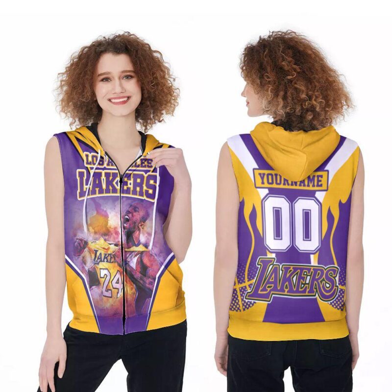Los Angeles Lakers Kobe Bryant 24 NBA Basketball Team Logo Legendary Gift For Los Angeles Lakers Fans Kobe Bryant Lovers Zip Sleeveless Hoodie ZSH1045