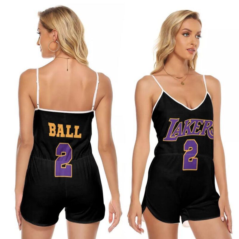 Los Angeles Lakers Lonzo Ball 2 Great Player NBA Basketbal Team Gift For Lakers Fans Lonzo Ball Lovers V-neck Romper Jumpsuit RJ01064