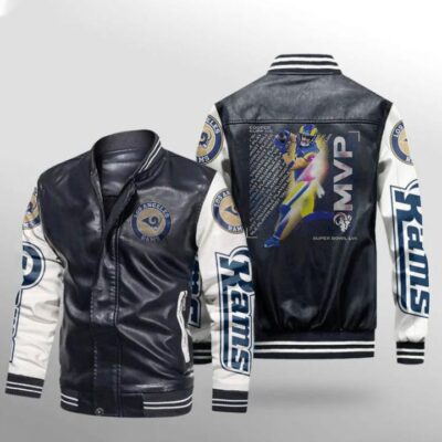 Los Angeles Rams Cooper Kupp 10 Super Bowl LVI Champions MVP Receiver Black Gift For Rams Fans Leather Bomber Jacket LBJ0170