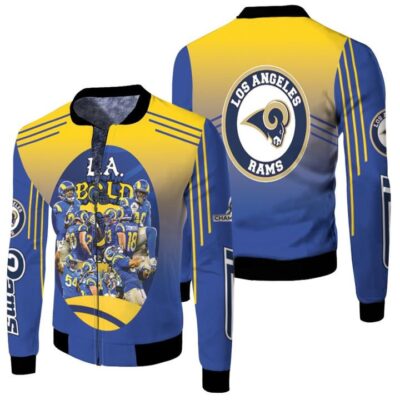 Los Angeles Rams Great Players NFC Championship 2022 Blue Jersey Style Gift For Los Angeles Rams Fans Fleece Bomber Jacket