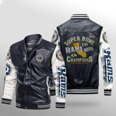 Los Angeles Rams Super Bowl LVI Champions Hometown Black Gift For Rams Fans Leather Bomber Jacket LBJ0173