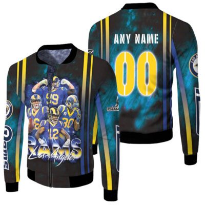 Los Angeles Rams Team Great Player NFC Championship 2022 Blue Jersey Style Designed Gift For Rams Fans Fleece Bomber Jacket