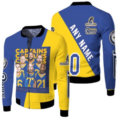 Los Angeles Rams Team Great Players 00 NFC Championship 2022 Black Jersey Style Gift With Custom Number Name For Rams Fans Fleece Bomber Jacket