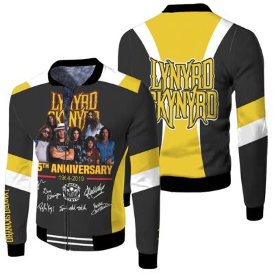 Lynyrd Skynyrd 55th Anniversary 1964 2019 Rock Band Signatures Gift For Lynyrd Skynyrd Fans Fleece Bomber Jacket
