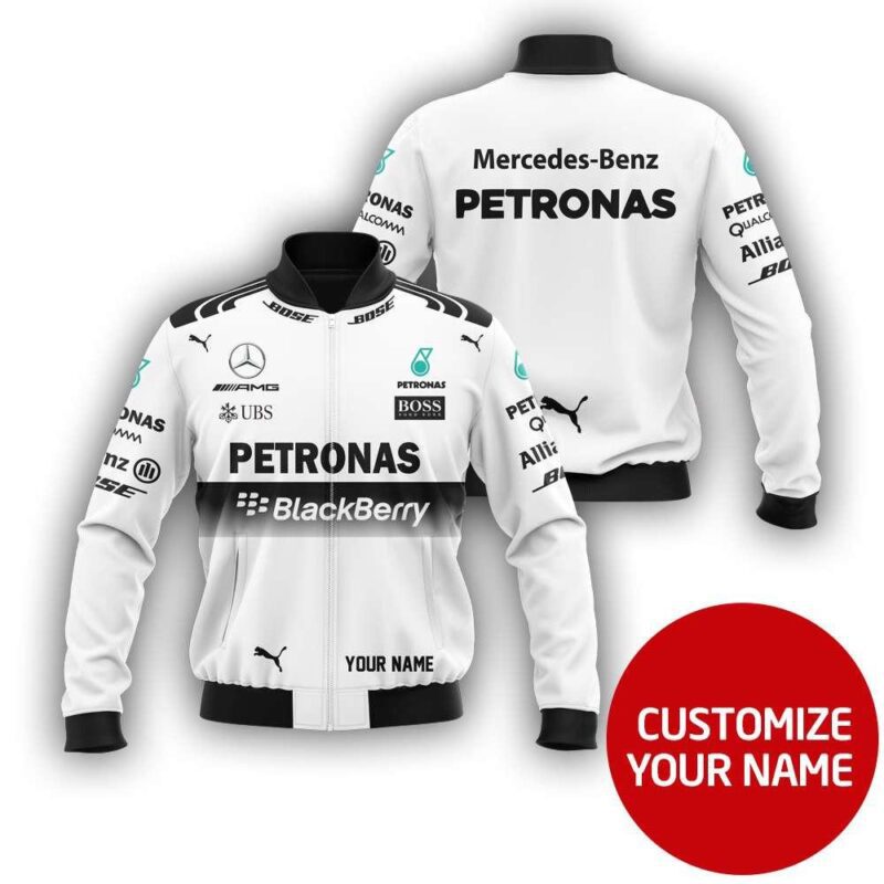 Mercedes-Benz Petronas Blackberry Auto Racing Team Moto Gp Motocross 3D Gift With Custom Name For Mercedes-Benz Fans Bomber Jacket BJ03606