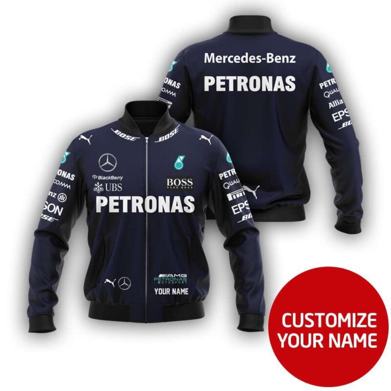 Mercedes F1 Racing Team All Over Design Personalized Number Name Gift For Mercedes Racing Fans Bomber Jacket BJ03850