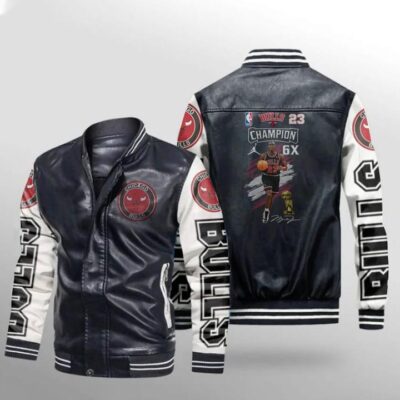 Michael Jordan 23 Chicago Bulls Legend NBA Signature Gift For Bulls Fans Leather Bomber Jacket LBJ0080