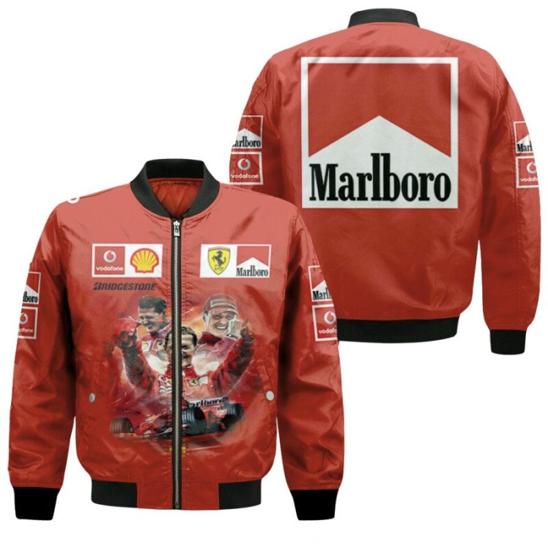 Michael Schumacher 7 Champion Ferrari Formula One Racing Team Red Gift For Schumacher Fans Bomber Jacket BJ03925