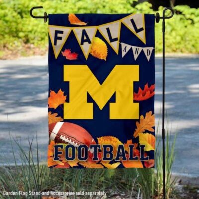 Michigan Wolverines Fall Football Autumn Leaves Decorative Garden Flag GF00712