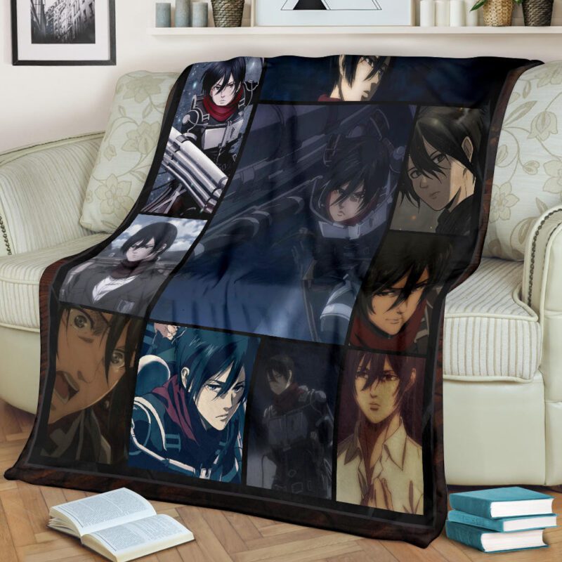 Mikasa Ackerman Attack On Titan Fleece Blanket Anime Home Decor Custom For Fans 1 1